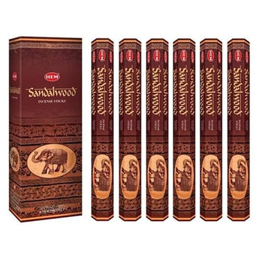 Incense Sandalwood, 120 Sticks in a Six Pack. HEM Brand, Hand Rolled in India. by Hem Incense im Sale